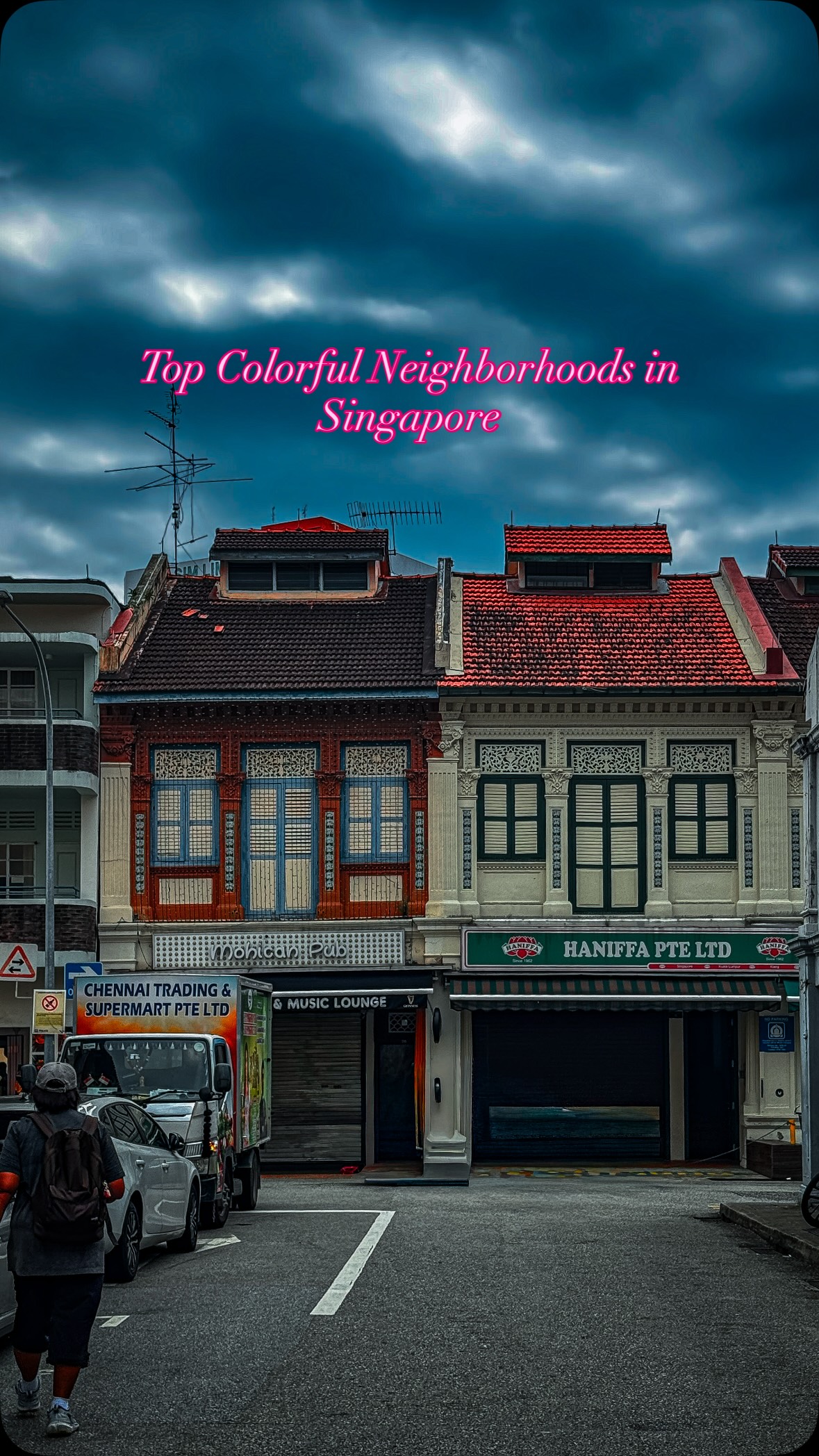 The most colorful neighborhoods in Singapore 🧡🫟💙📍 Locations are in the reel#mytravellingstilettos #visitsingapore #fypシ゚viralシfypシ゚