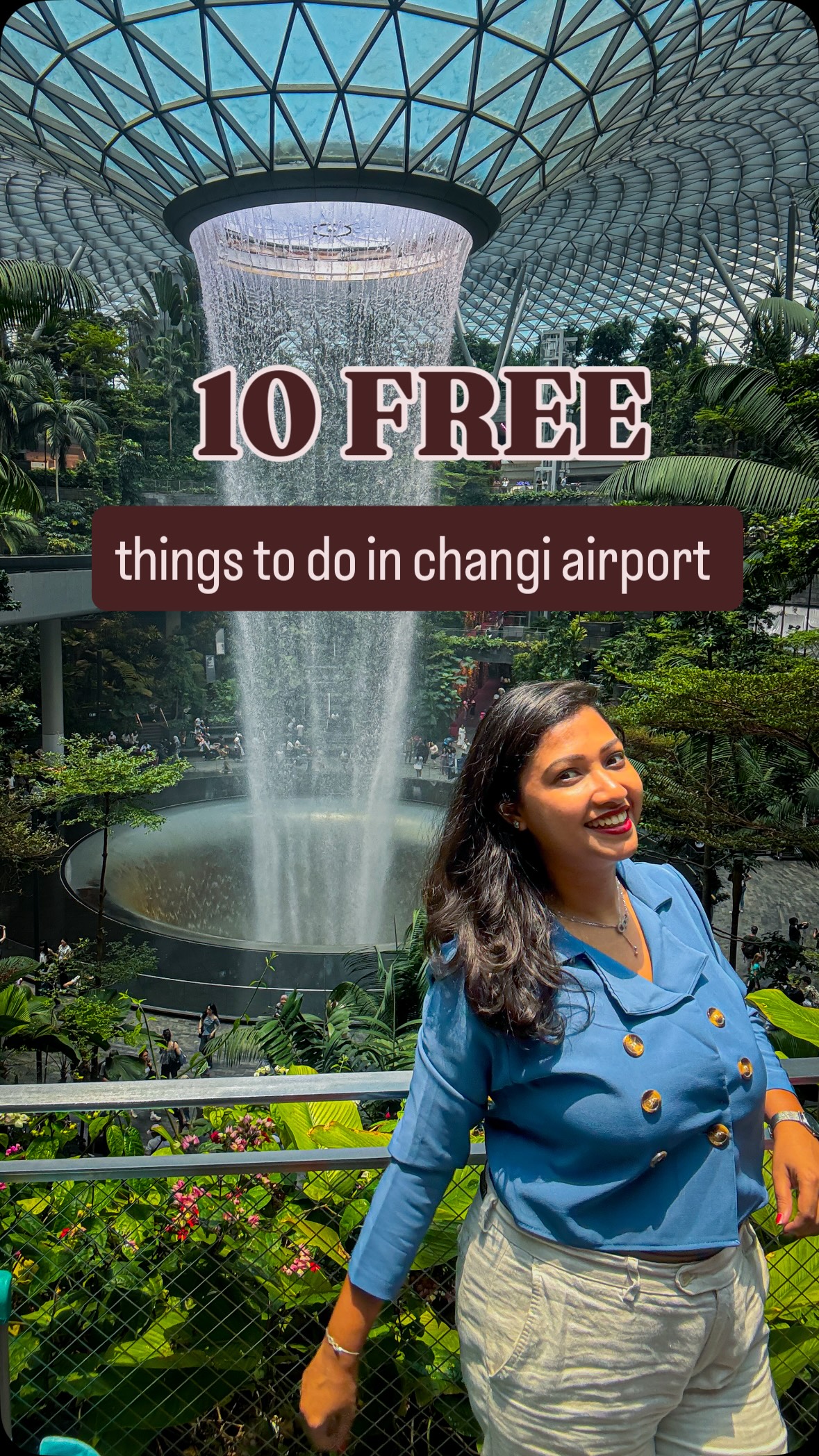🆓 10 FREE Things to do in Changi Airport✨ Changi is famous for being luxurious, but it is secretly a budget traveler’s paradise if you know where to look.✅ Drop these spots into your itinerary for your next transit/Singapore vacation.📝Forest Valley - located at T1 at JewelTrails: ✓ Forest Valley to Canopy Park (on top level of Jewel) - best for bird’s eye view ✓ eastern & western trails🚫 trolleys not allowed⌛24 hrs📝Rain Vortex - located at T1 at Jewel❌Don’t miss the Light & Water show⌛Mon - Thurs:  8 pm & 9 pm, Fri -Sun, eve of & on public holidays: 8 pm, 9 pm & 10 pm➡️ Best viewpoint ✓ skytrain between T2 & T3 ✓ Canopy Park at level 5📝 Gardens✓ Butterfly Garden - T3 airside Level 2, 3 ✓ Sunflower Garden - T2 airside Level 3 ✓ Enchanted Orchid Garden - T2 airside Level 2 ✓ Cactus Garden - T1 airside Level 3 ✓ Discovery Garden - T1 airside Level 2📝 Dreamscape - T2 airside Level 2📝 The Wonderfall - T 2 between check-in row 6 & 7📝 Free Cocktail by Robot - at Lotte Duty Free at Changi Airport (Terminal 2 or 3)⌛8 am - 12 am daily📝 Kinetic Rain - T1 landside Level 2✓ need to register on the Lotte Duty Free App in advance📝 There are thousands of brands in Changi. They keep running promotional offers & distributes free gifts all the time. Check before visiting & grab your samples.💬 Which of these would you visit first? Let me know below!📌 Save it for your next trip✨ Share with your gang!Follow @mytravellingstilettos for more travel recommendations.#mytravellingstilettos@visit_singapore@visit_singaporein@changiairport @jewelchangiairport#changiairport #freeattractionsingapore#visitsingpore #singaporeitinerary[ Short trip , south east asia vacation, holidays, international trip from India, island vacation, budget itinerary, couple holiday, summer vacation, ChangiAirport, SingaporeTravel, BudgetTravelHacks, TravelCreator, LayoverLife, JewelChangi, TravelTipsAndTricks, SingaporeTransit, FreeTravel]