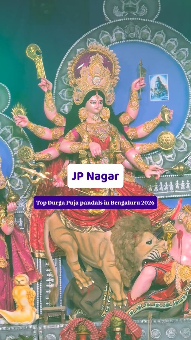 Follow @mytravellingstilettos for more such recommendationsTop Durga Puja pandals in Bengaluru 2026 - JP Nagar Edition ⬇️Anandadhaara Durga Puja 📍 1st Block, 451, 11th B Cross Rd, Jeewan Sathi Colony, 1st Phase, J. P. NagarSanskritik Cultural Association 📍 Elite Banquet Hall, Puttenhalli Road, KR Layout, JP Nagar Phase 6Kanakpura Road Bengali Association (KARBA) 📍 Shankaraa Foundation, Doddakalsandra, Kanakpura RoadUttarahalli Residents’ Cultural Association (URCA) 📍 BRS Grandeur, 2nd Cross Rd, Vajarahalli Village, Bangalore City Municipal Corporation Layout, Bengaluru, Vajarahalli ⚠️ A list of 70+ Durga Puja pandals in Bangalore is in the bio!🗓️ 17th Oct 10 am to 21st Oct 10 am 🎫 No entry fee or pass required!#mytravellingstilettos#durgapujainbangalore [durga puja in Bengaluru, Bangalore Durga puja pandal hopping, Bengalis in Bangalore]